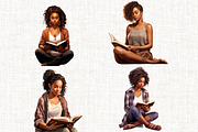 African American Reading Girl, a Person Illustration by Mash Mash Stickers (Thumbnail 4 of 9)