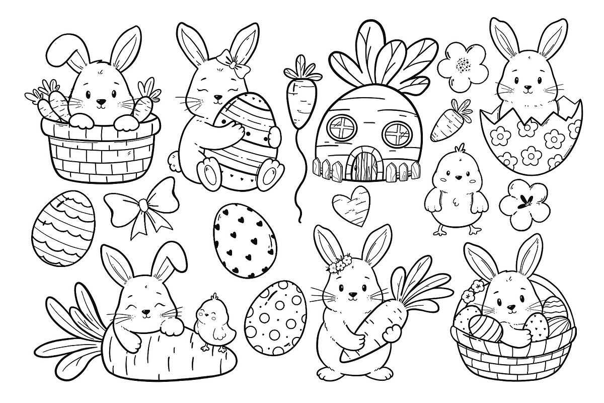 Easter Bunny Clipart Set PNG SVG, a Seasonal Illustration by ArtGiftsStudio (Photo 3 of 5)