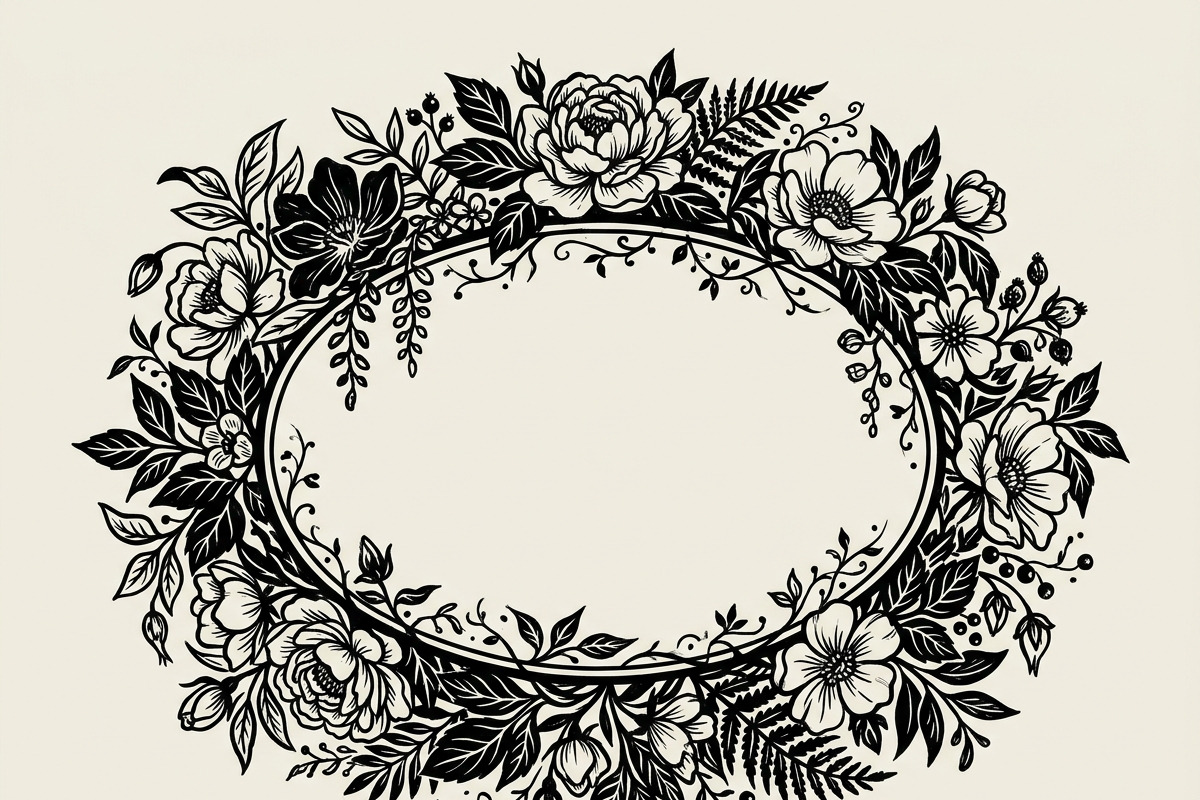 50 Elegant Floral Oval Mirror Frame, a Decorative Illustration by Amazin_art (Photo 4 of 26)