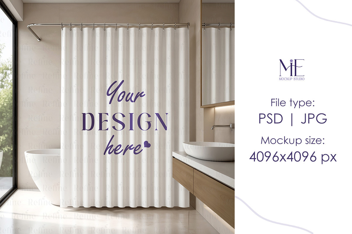 Shower Curtain Mockup, a Household Mockup by Mie Mockup Studio (Photo 2 of 5)