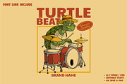 Turtle Mascot Playing Drum Set, a Branding & Logo Template by Judsart (Thumbnail 1 of 3)