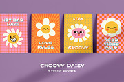 Groovy daisy cards, posters set, a Decorative Illustration by Good Studio (Thumbnail 1 of 5)