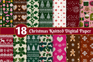 Christmas Knitted Digital Paper, a Texture Illustration by Dream Creation