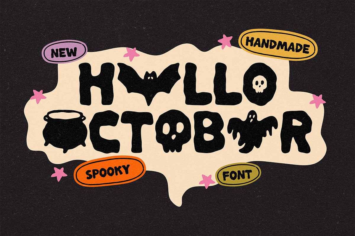HELLO OCTOBER | SPOOKY FONT, a Handwritten Font by Maria Feliz Fonts (Photo 1 of 9)