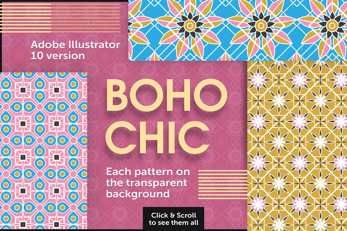 Bohemian vector patterns, a Pattern Graphic by Designnina Shop (Photo 5 of 6)