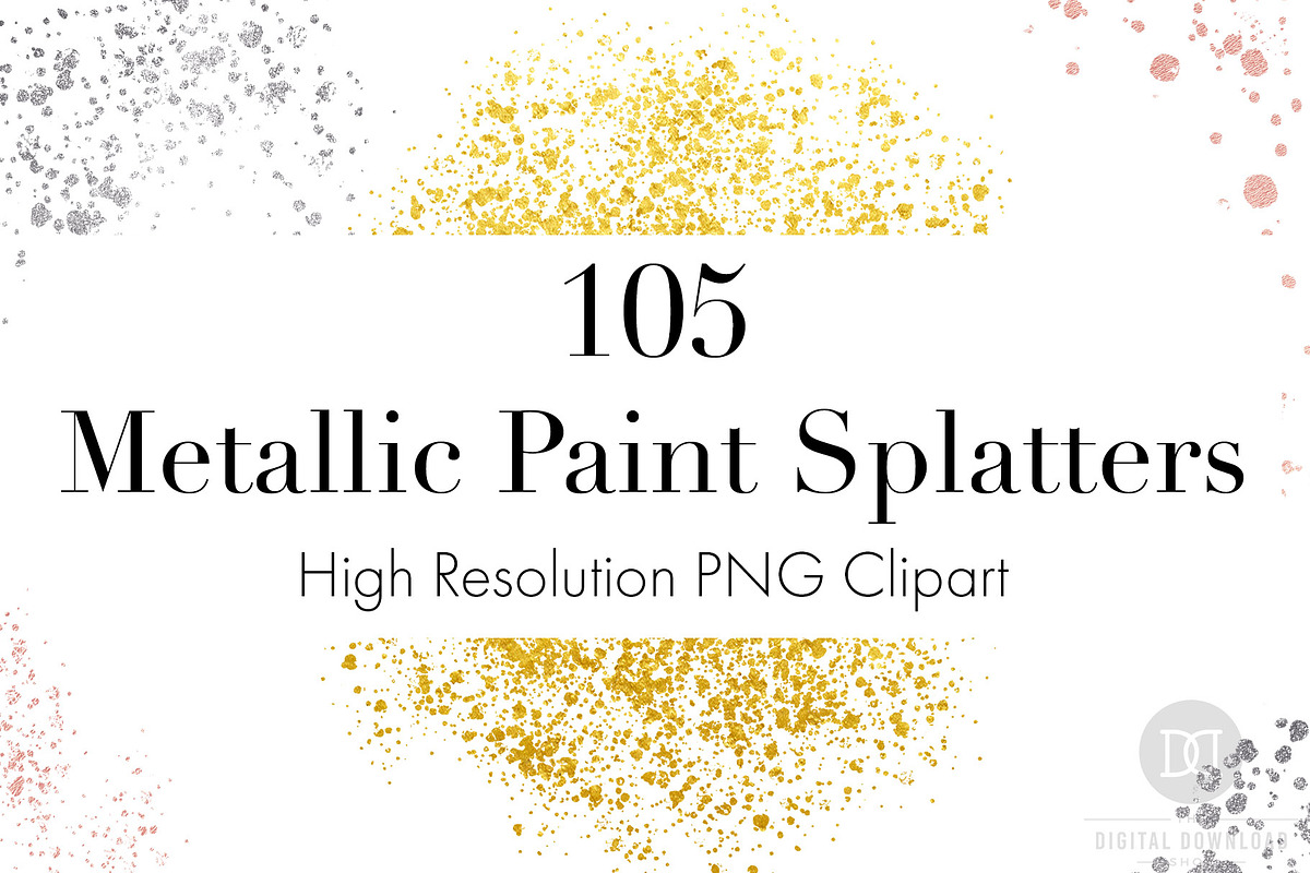 Metallic Paint Splatters Bundle, an Object Graphic by The Digital Download Shop (Photo 1 of 7)