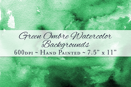 Green Ombre Watercolor Backgrounds