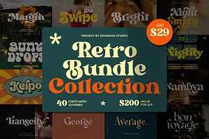 The Retro Font Bundle - 90% OFF