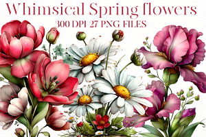 Whimsical Spring flowers clipart, an Illustration by Designworld