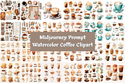 Prompt Watercolor Coffee Clipart, a Decorative Illustration by Creative design (Thumbnail 1 of 7)
