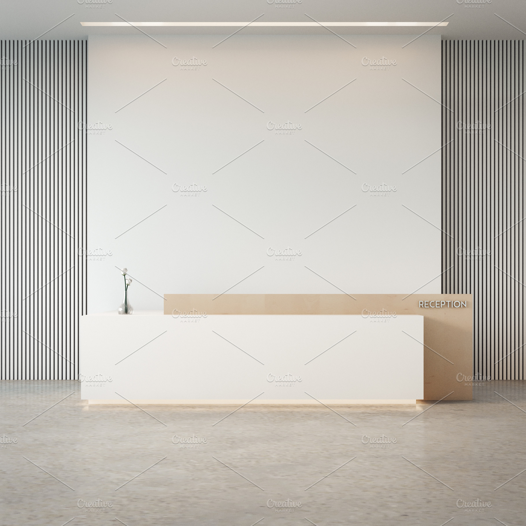 Luxury modern reception desk, an Architecture Photo by TONTECTONIX