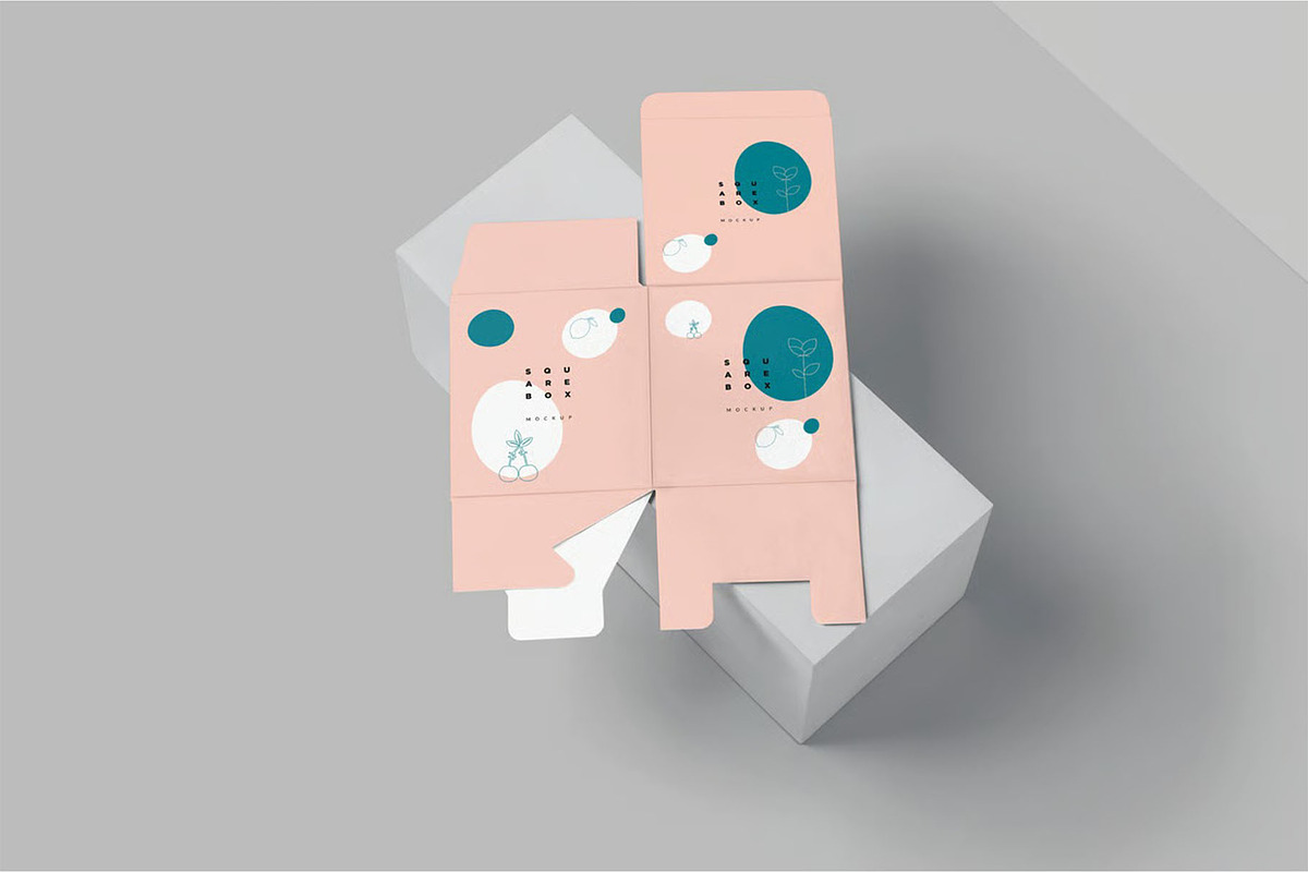 Unfolded Square Box Mockups, a Packaging Mockup by megostudi0 (Photo 5 of 6)