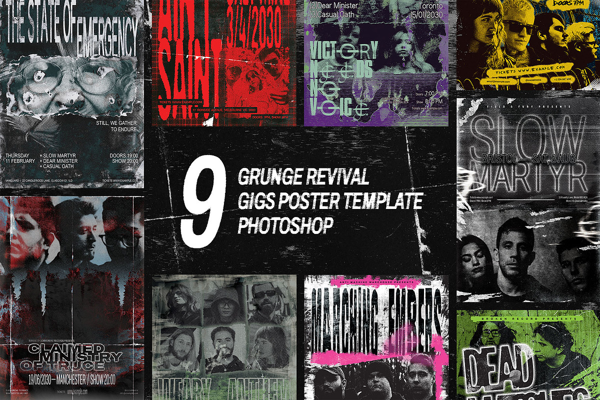 Grunge Gig Poster Template Pack, a Poster Template by Bornx Design (Photo 1 of 9)
