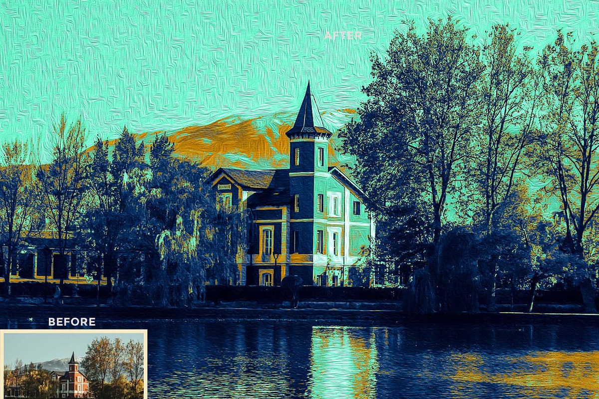 Tritone Oil Painting Ps Action, an Action Add-On by Studio Retouch (Photo 4 of 13)