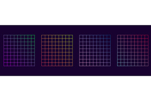 Distorted Grid Square Neon Pattern