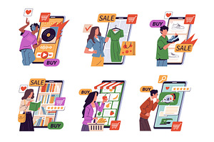 Online shopping with smartphone, an Object Illustration by YummyBuum