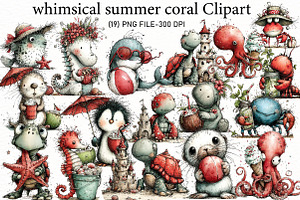 whimsical summer Animals Clipart, an Illustration by Designworld