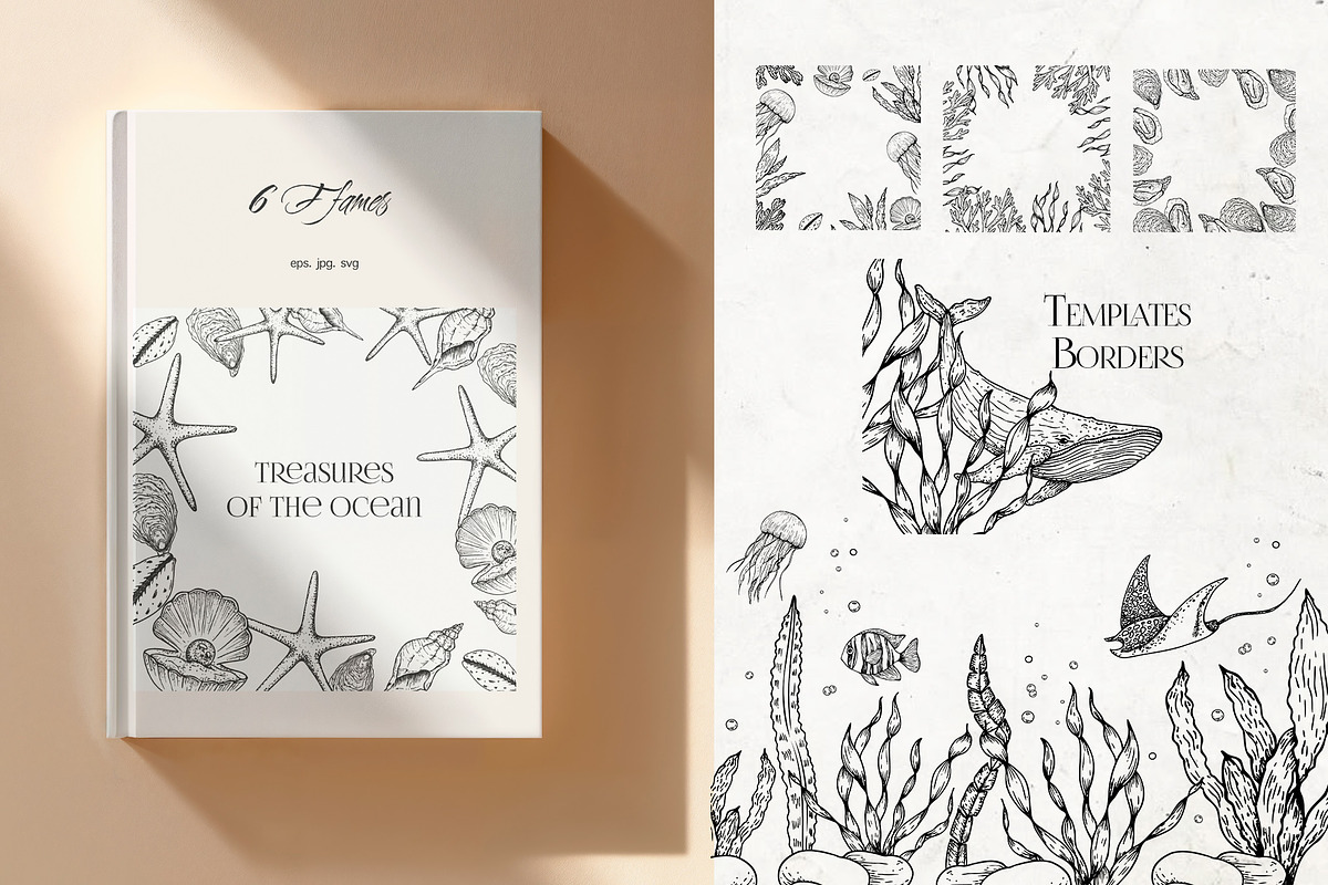 Ocean | Vector line art collection, an Illustration by Navenzeles (Photo 6 of 11)