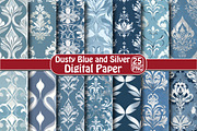 Dusty Blue and Silver Pattern, an Illustration by DreamPrint404 (Thumbnail 1 of 5)