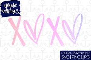 XOXO hearts Valentine's Day SVG PNG, an Object Graphic by Atlantic Artistry