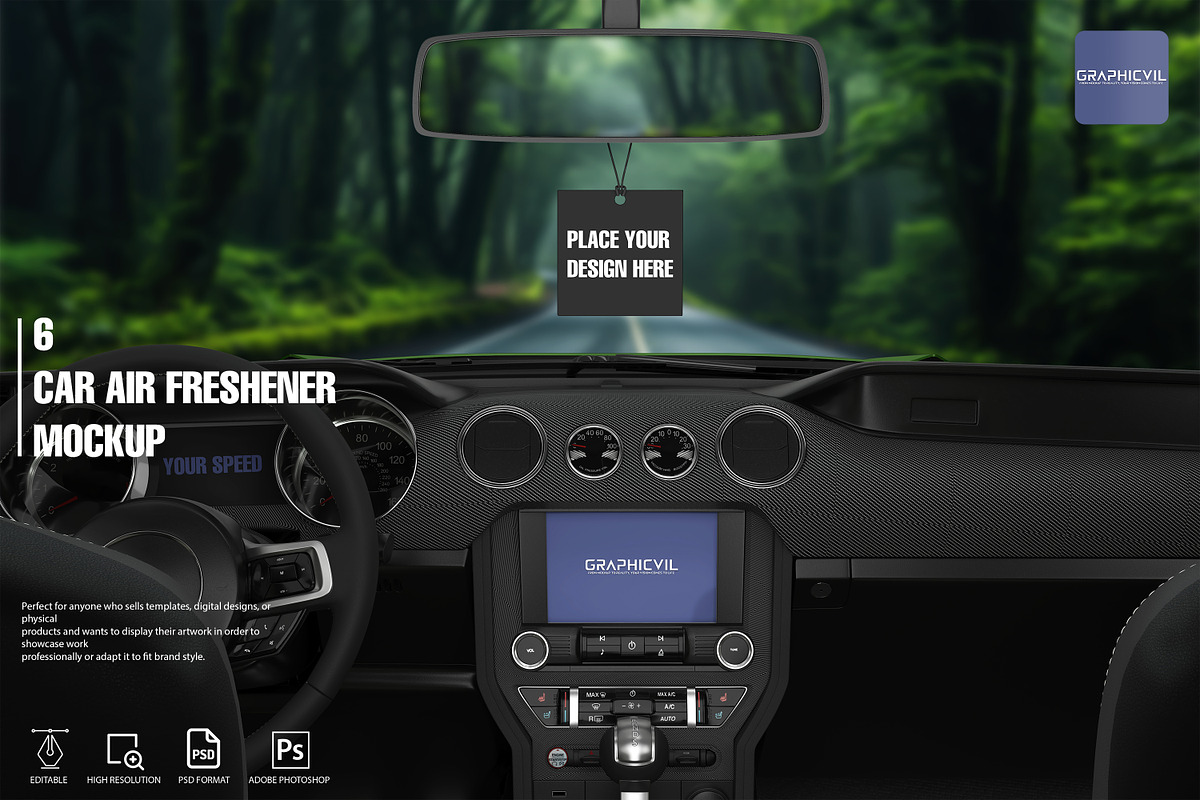 6 Car air freshener Mockup Aroma, a Merchandise Mockup by GraphicVil (Photo 11 of 11)