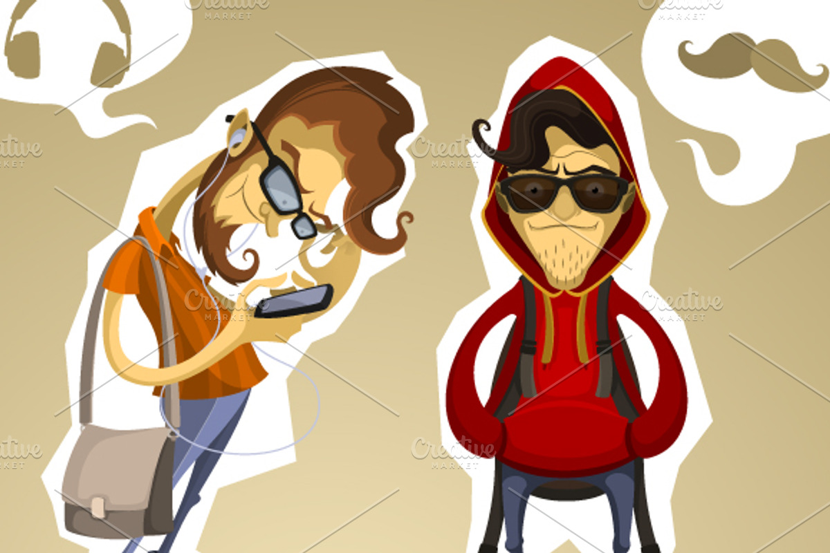 Hipsters Nerds Set, a Person Illustration by yuanden graphics (Photo 2 of 3)
