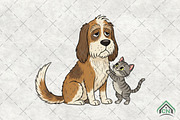 Quirky Dogs with Kittens PNG, an Illustration by Craft Nest (Thumbnail 1 of 6)