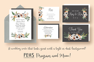 Modern Floral Wedding Suite, an Invitation Template by Knotted Design