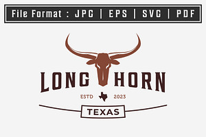 skull longhorn western texas logo