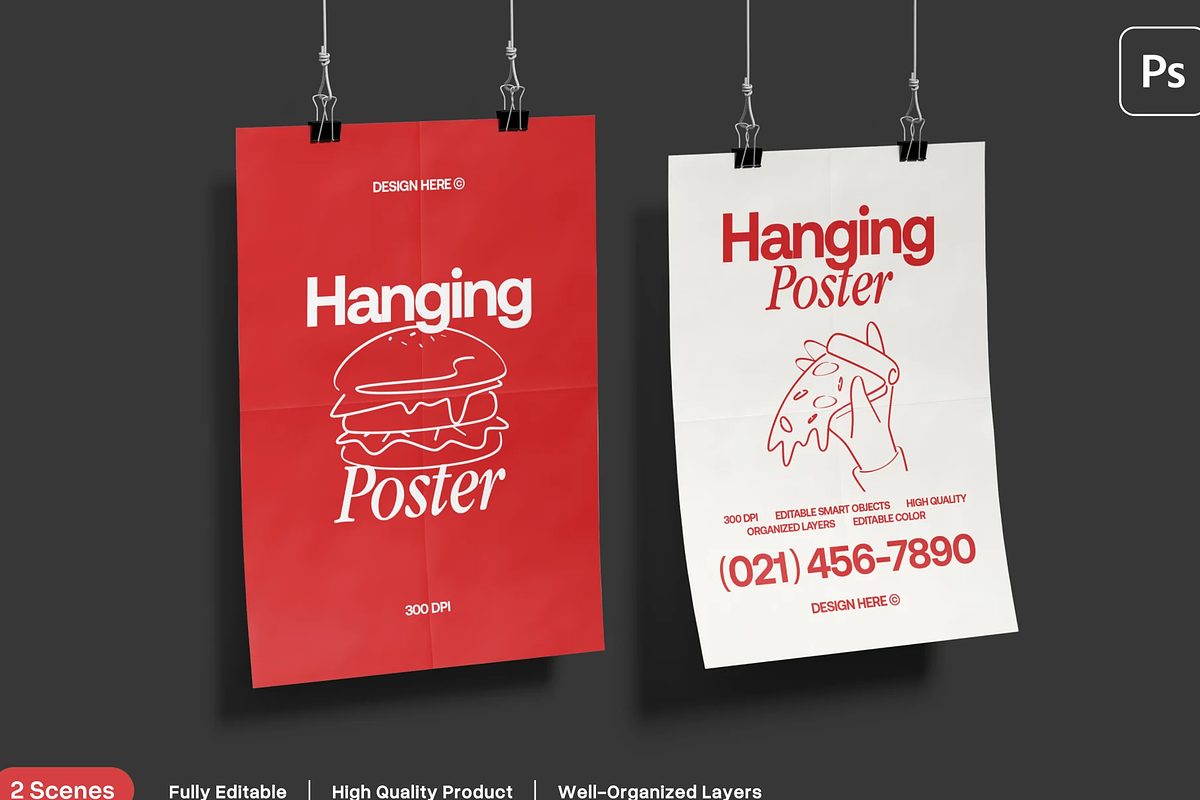Poster Mockup 2 Views, an Advertising Mockup by graphicsauce (Photo 1 of 4)