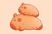 Kawaii Capybara - Pack 2, an Animal Illustration by AleksAbramova (Thumbnail 6 of 12)