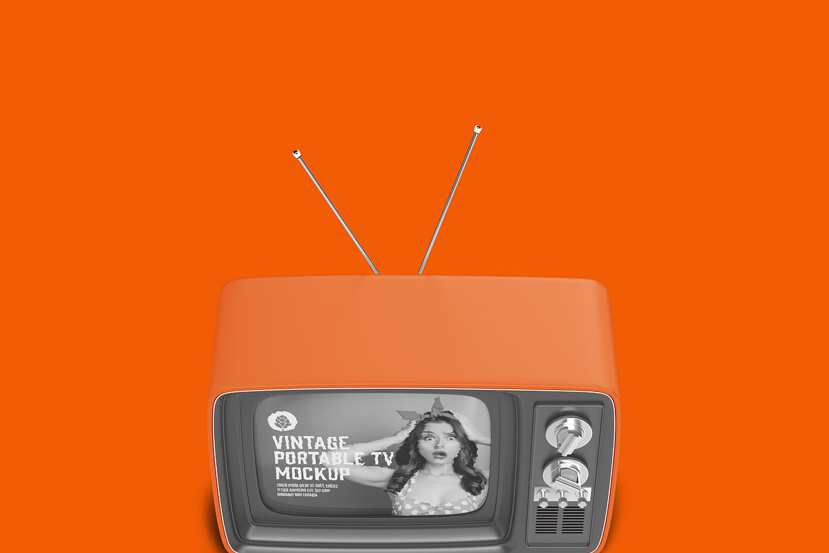 Vintage Portable TV with Old Video E, a Product Mockup by OneVectorStock (Photo 15 of 19)