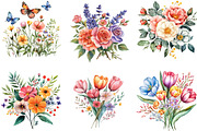 Watercolor Floral Garden Clipart, an Illustration by Designking (Thumbnail 4 of 5)