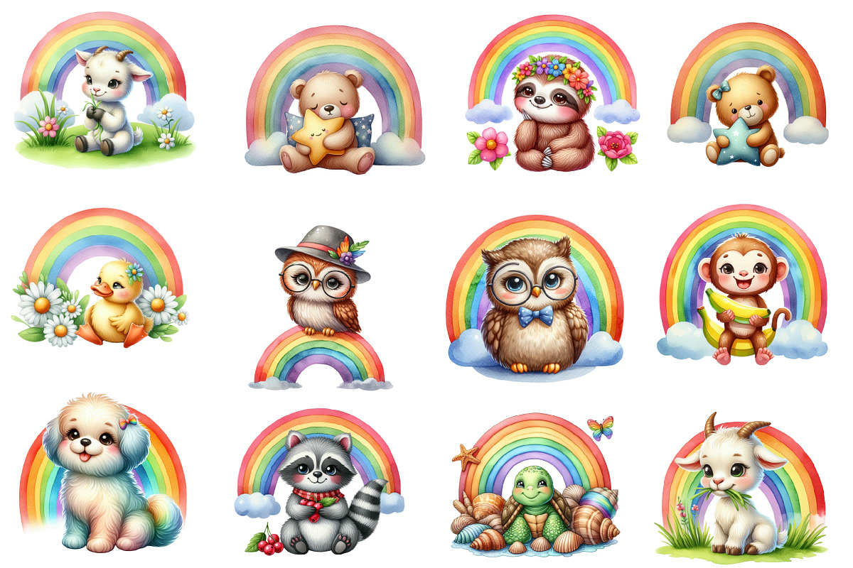 Rainbow Clipart, Rainbow Animals Png, an Illustration by Designworld (Photo 4 of 6)