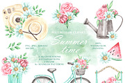 Summer time watercolor set. Country, an Illustration by SabinaWatercolorArt (Thumbnail 1 of 11)