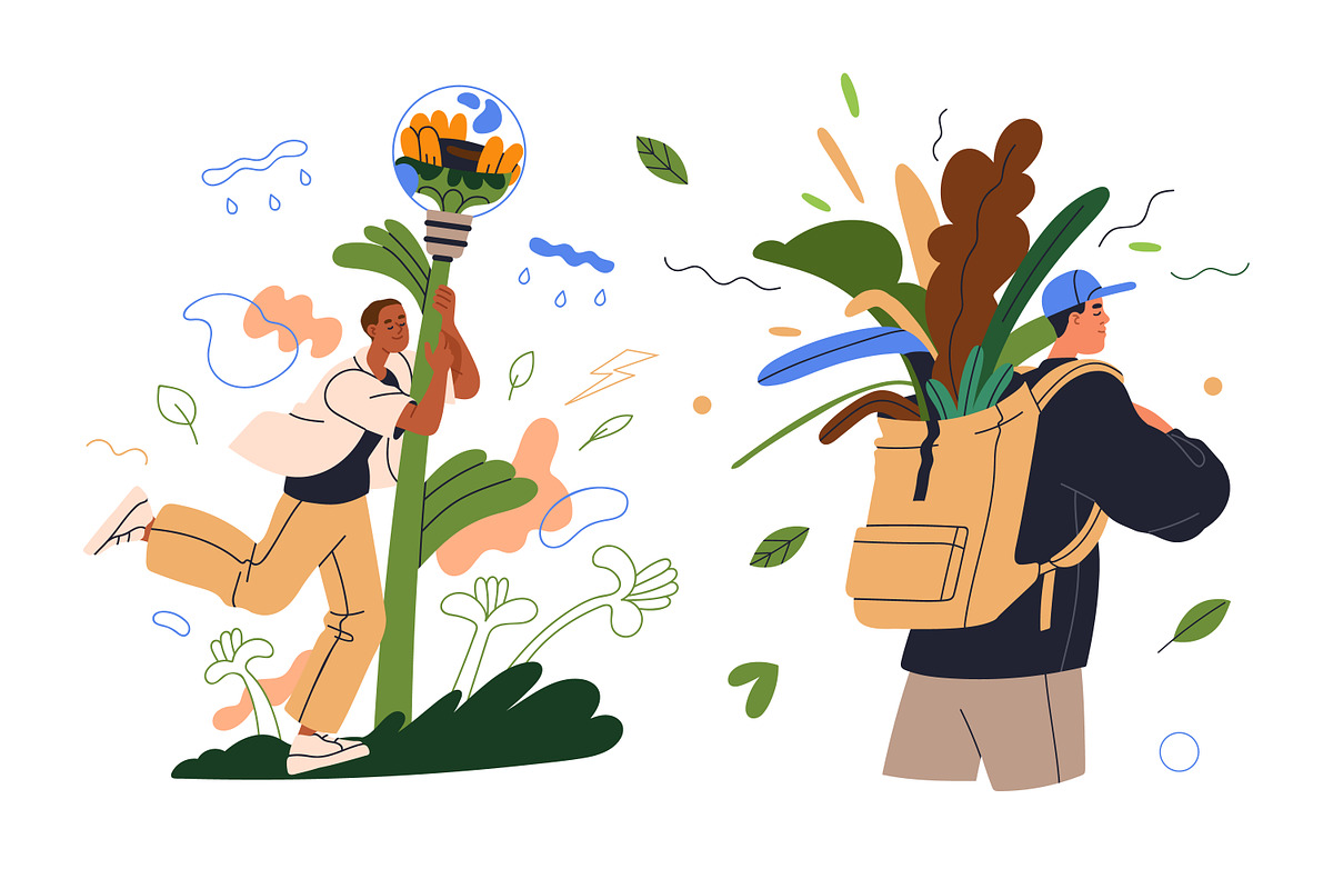 Eco-friendly concept. Ecology set, a Person Illustration by Good Studio (Photo 2 of 10)