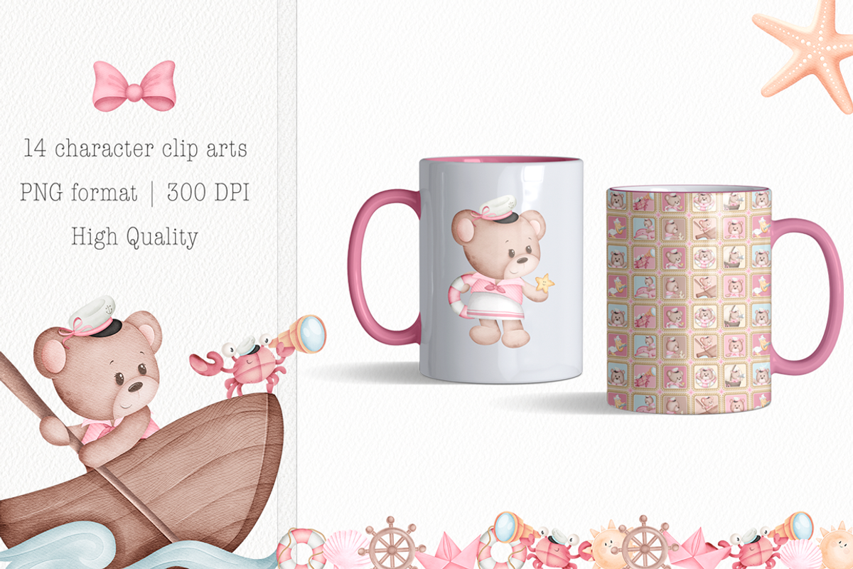 Sailor Bear - Cute clipart set, an Animal Illustration by Tita Creative Studio (Photo 5 of 6)