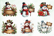 Watercolor Snowman Sign Clipart Png, an Illustration by Creative Art (Thumbnail 6 of 6)