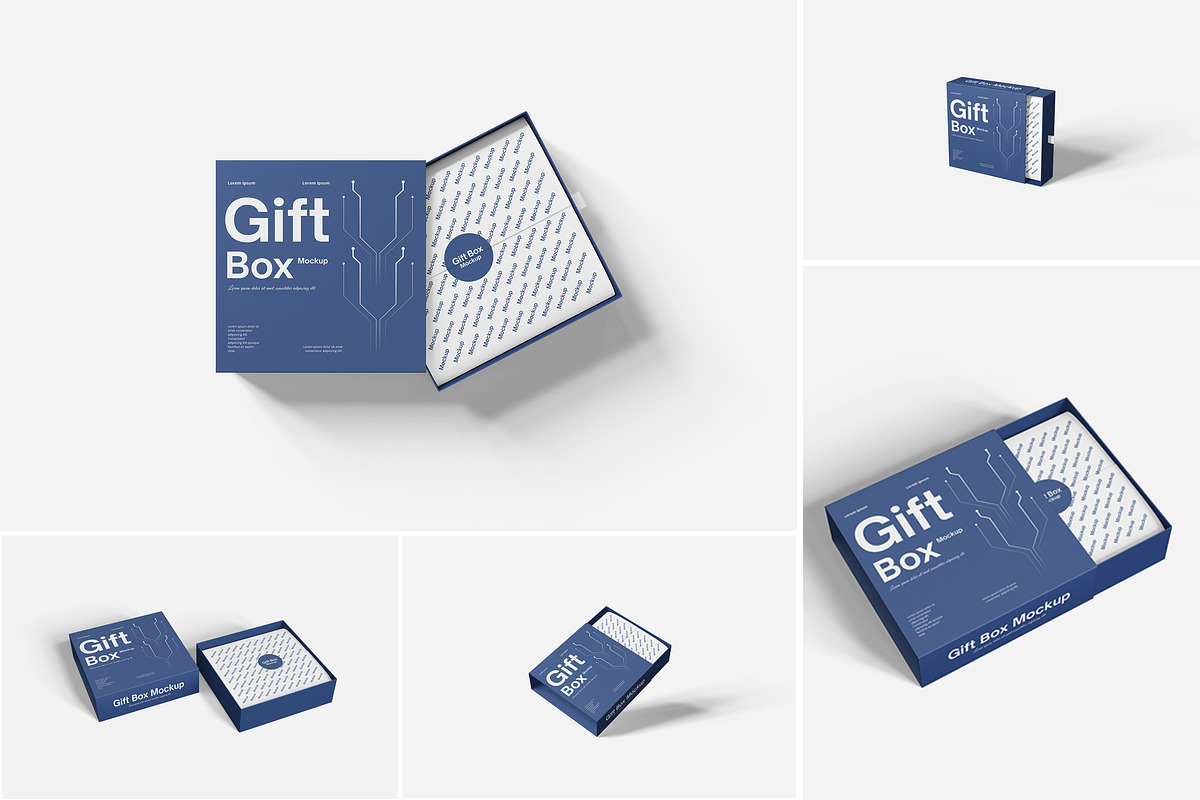 Gift Box Mockup PSD Packaging, an Advertising Mockup by Indah (Photo 1 of 6)