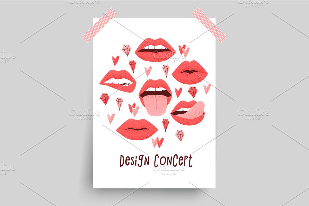 Lips vector set, a Graphic by Cute art (Photo 2 of 8)