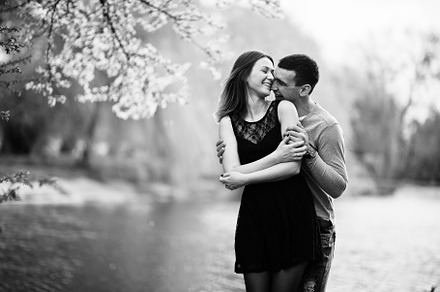 Young couple in love outdoor laugh containing love, kiss, and teens, a Person Photo by AS photostudio