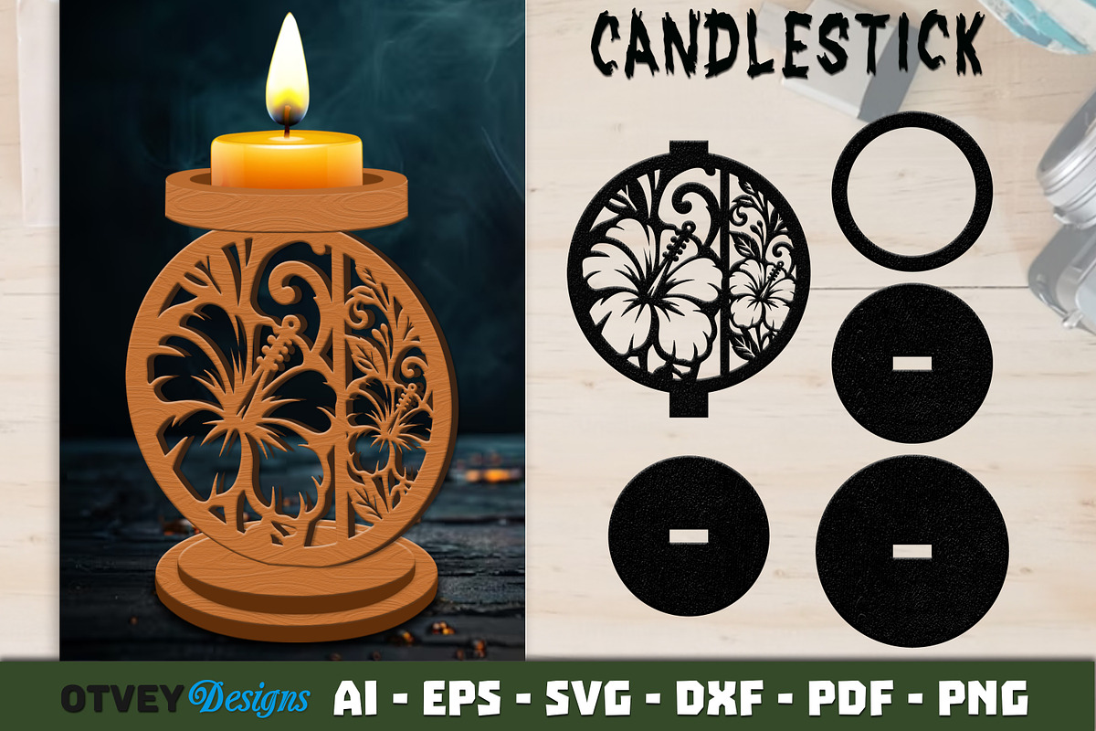 Laser Cut Wooden Candlestick Designs, a Decorative Illustration by ...