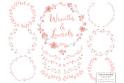 Soft Pink and Grey Flower Wreaths, an Illustration by Amanda Ilkov (Thumbnail 1 of 3)