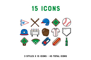 Baseball Vector Icon Set