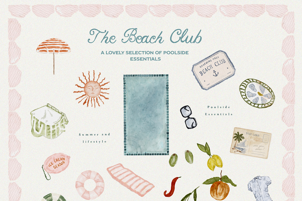 Hand Drawn Watercolor Summer Icons, an Object Graphic by Laras Wonderland (Photo 4 of 20)