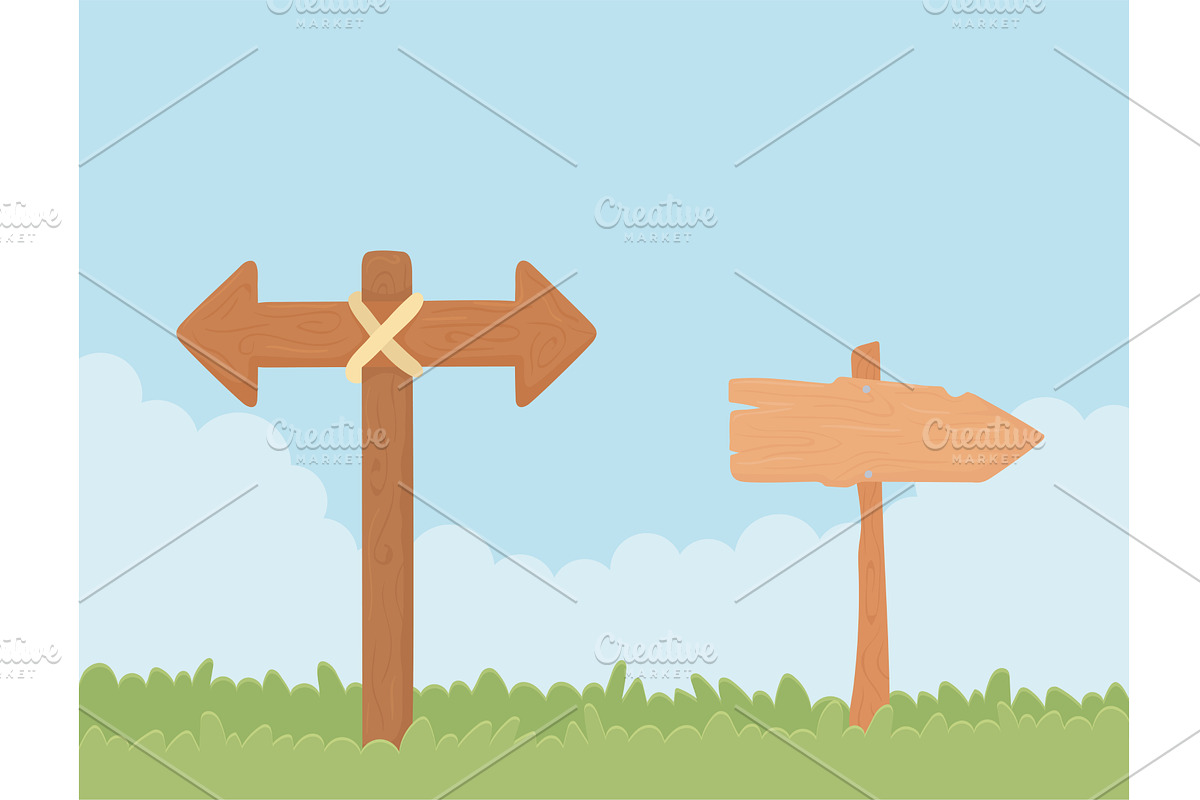rustic arrows signpost, an Object Illustration by studiogstock