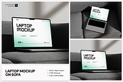 Laptop Mockup on Sofa, a Mac Mockup by Budogol Studio (Thumbnail 1 of 3)