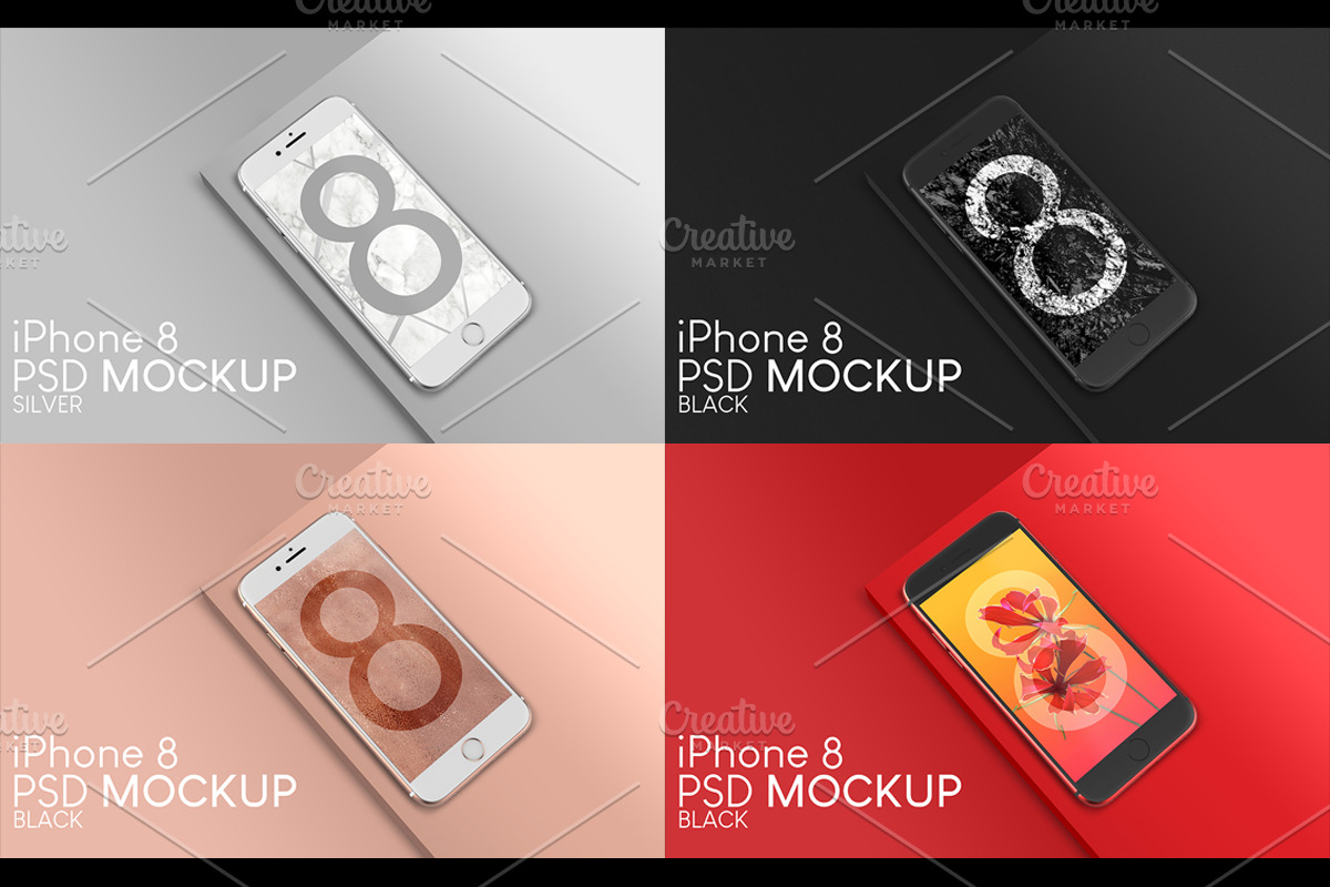 Multiple Colors iPhone 8 PSD Mockups, an iPhone Mockup by Sinlatown (Photo 5 of 11)