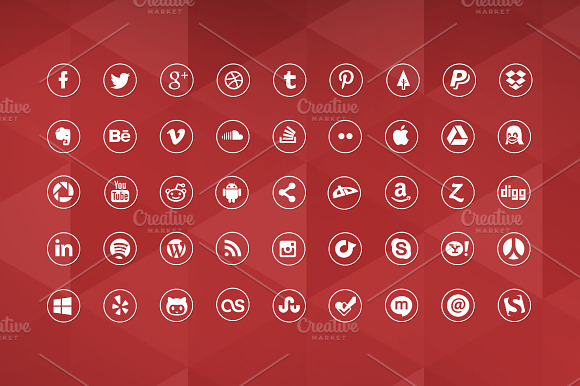 45 Round Social Media Icons