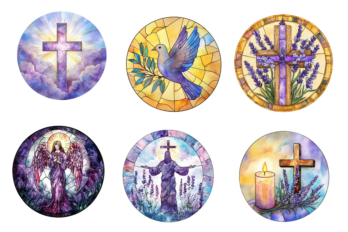 Round Lavender Blessing & Cross, an Illustration by CreationArt (Photo 2 of 5)